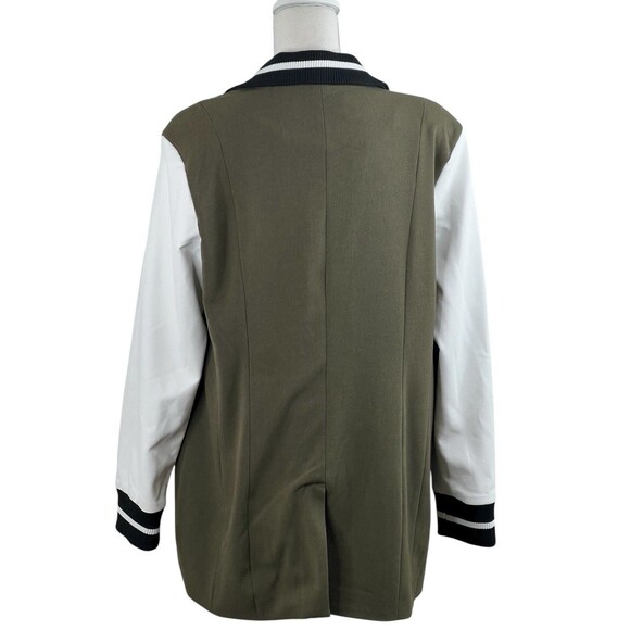 Dolce Cabo Olive Green White Varsity Collegiate Gold Button Long Sleeve Jacket L - Picture 9 of 10